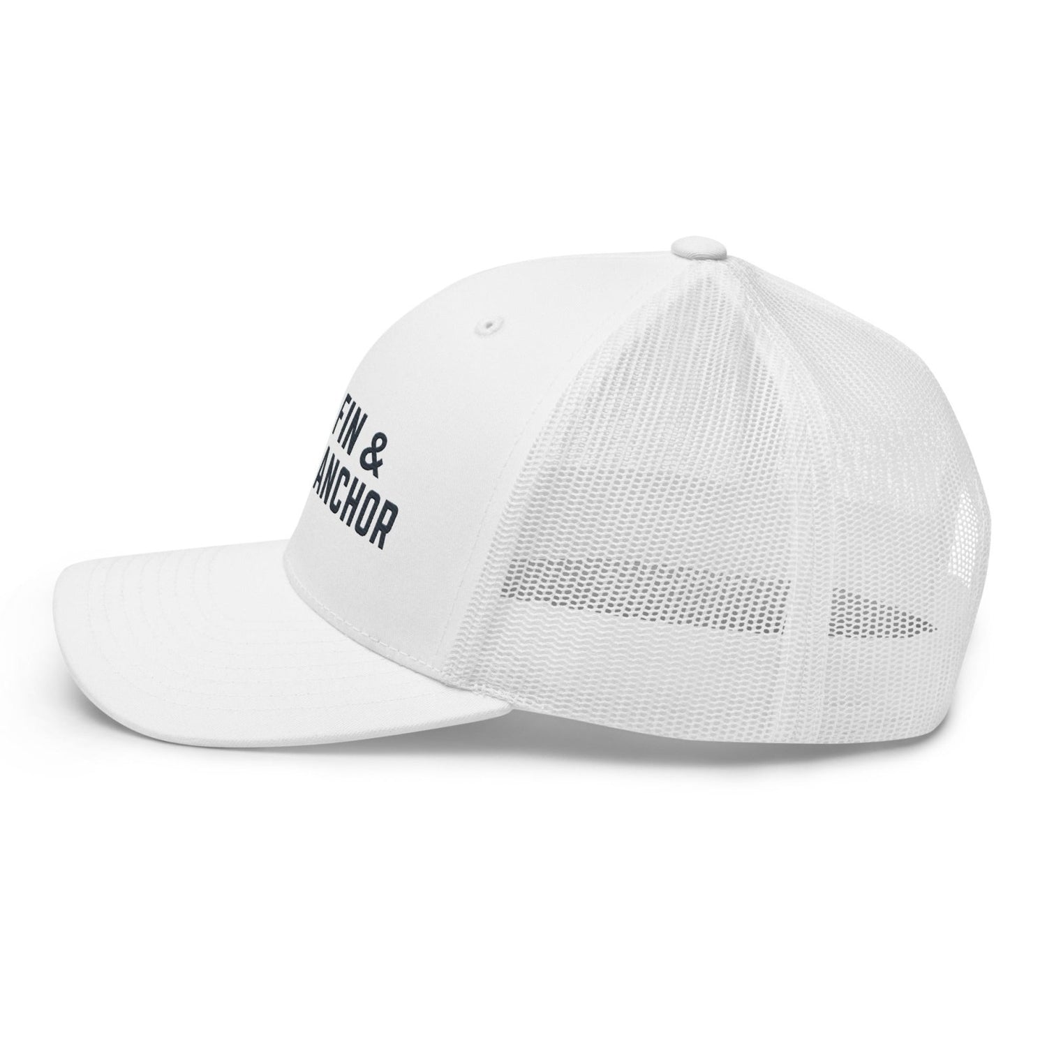 Fin &amp; Anchor Embroidered Retro Trucker Hat - White