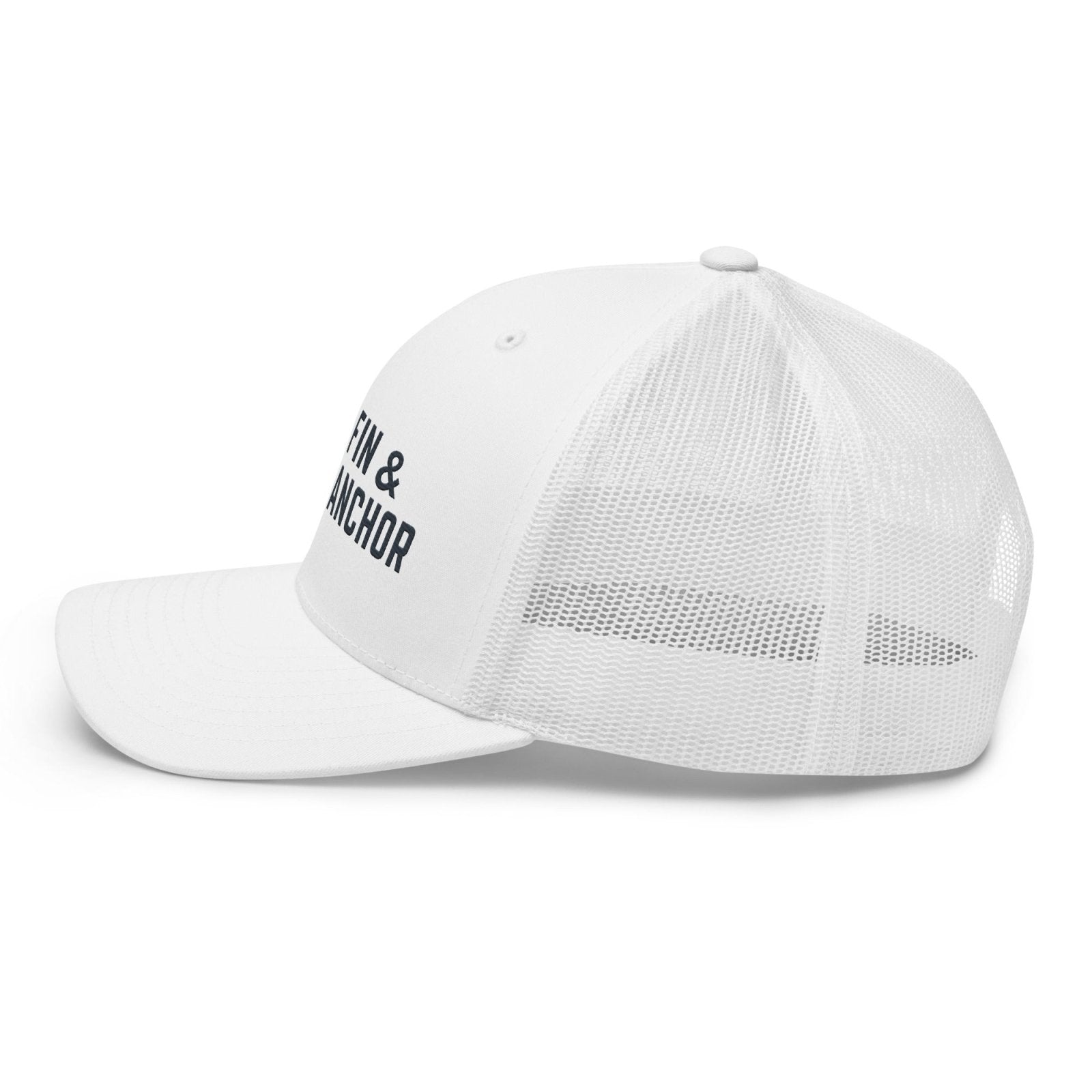 Fin & Anchor Embroidered Retro Trucker Hat - White