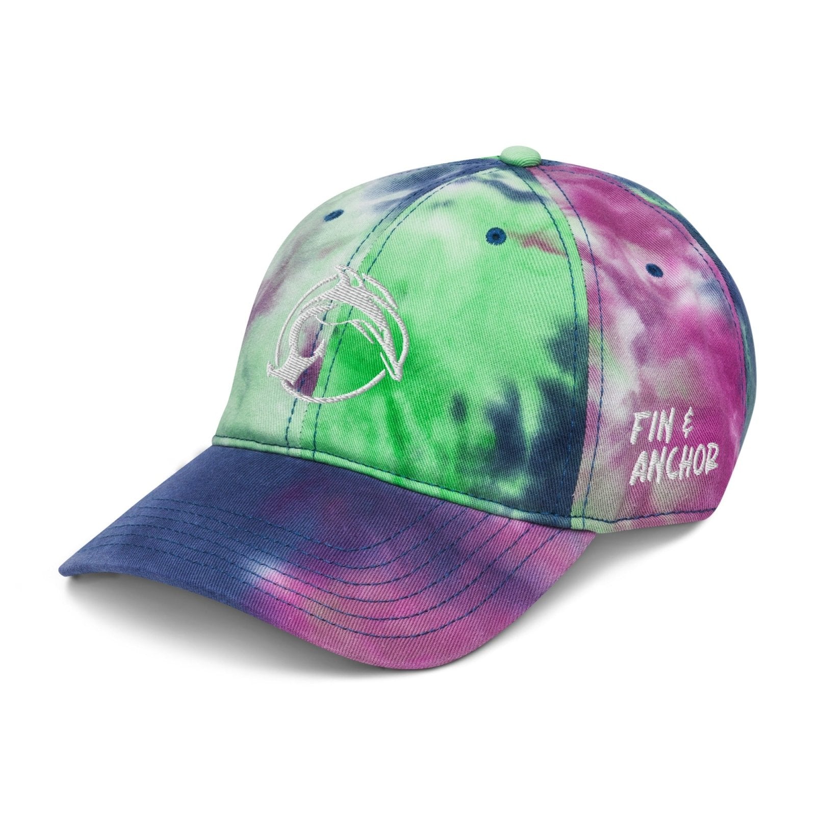 Fin & Anchor Tie - dye Dad Hat - Purple Splash