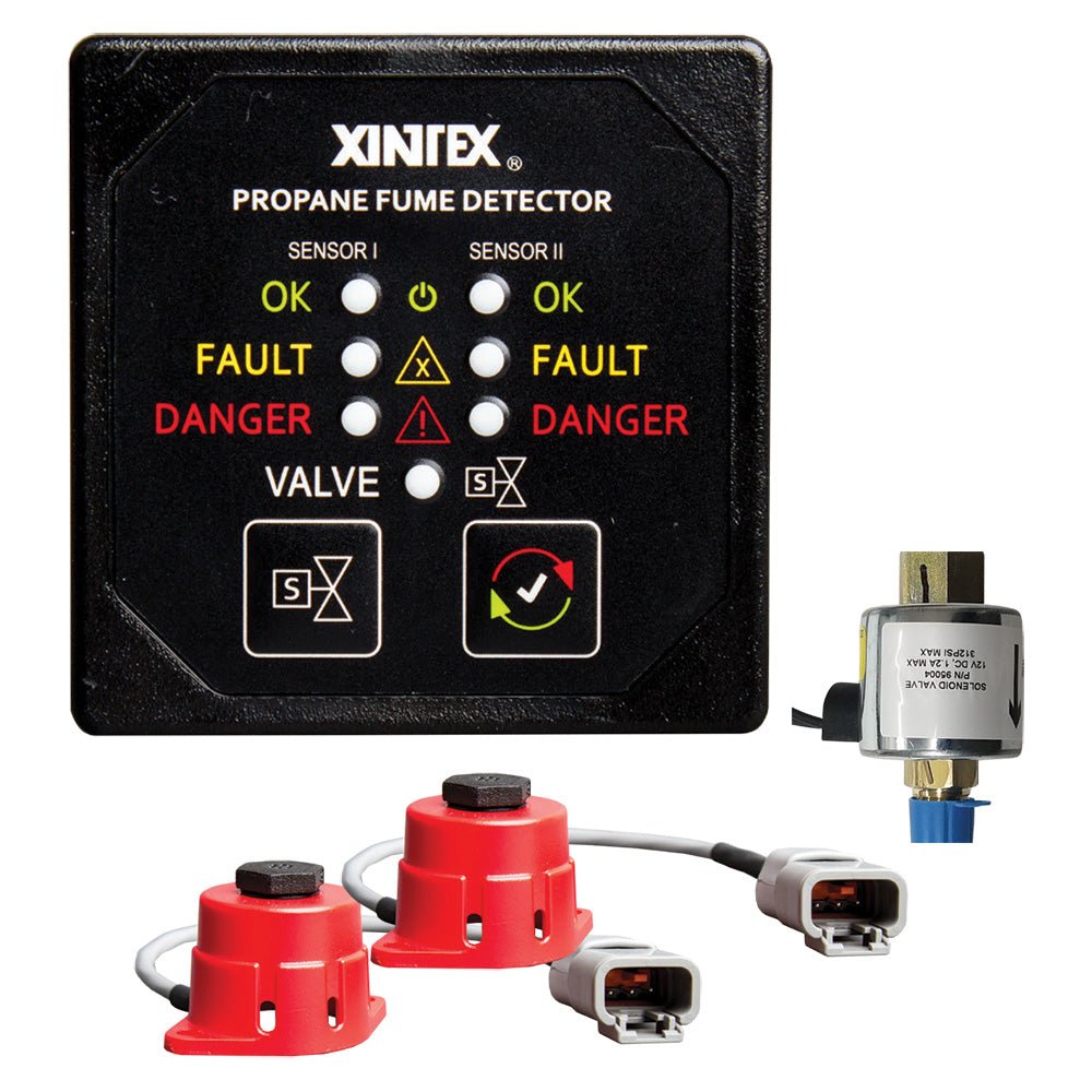 Fireboy - Xintex Propane Fume Detector, 2 Channel, 2 Sensors, Solenoid Valve Control 20 Cable - 24V DC [P - 2BS - 24 - R]