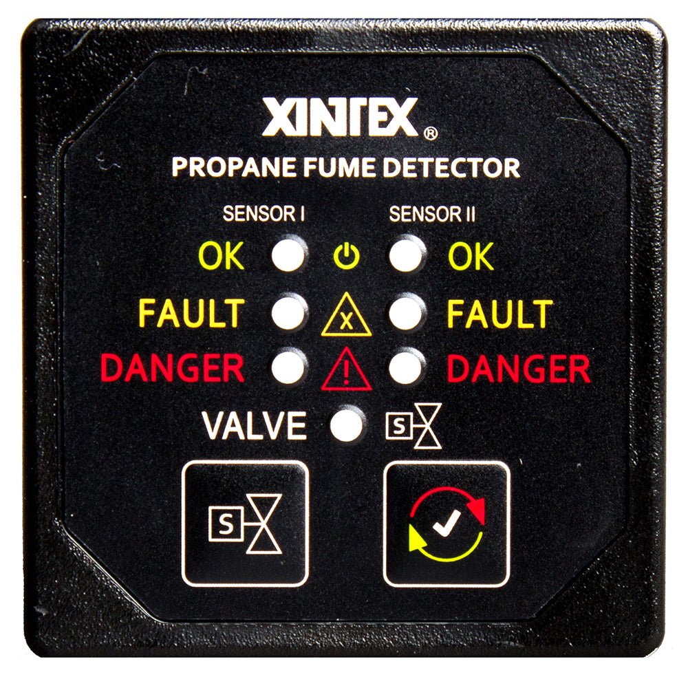 Fireboy - Xintex Propane Fume Detector Alarm w/2 Plastic Sensors Solenoid Valve - Square Black Bezel Display [P - 2BS - R]