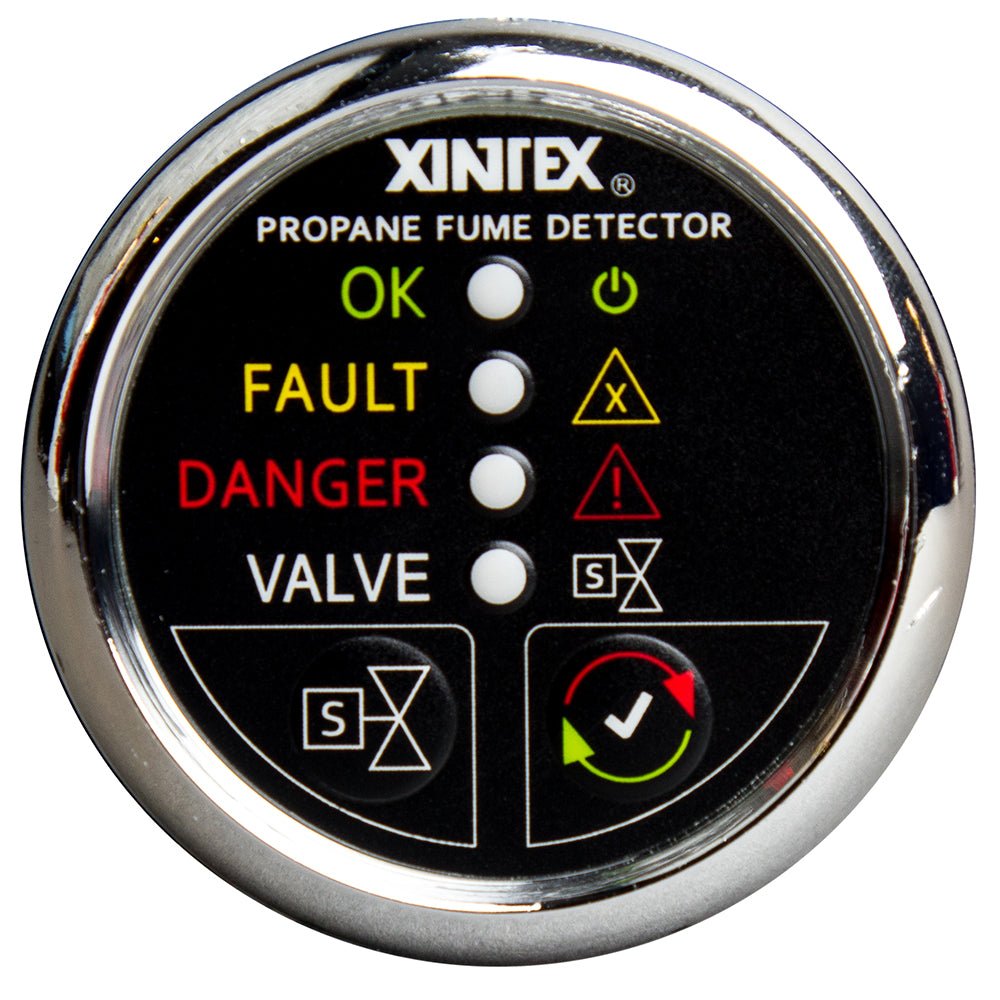 Fireboy - Xintex Propane Fume Detector w/Plastic Sensor Solenoid Valve - Chrome Bezel Display [P - 1CS - R]