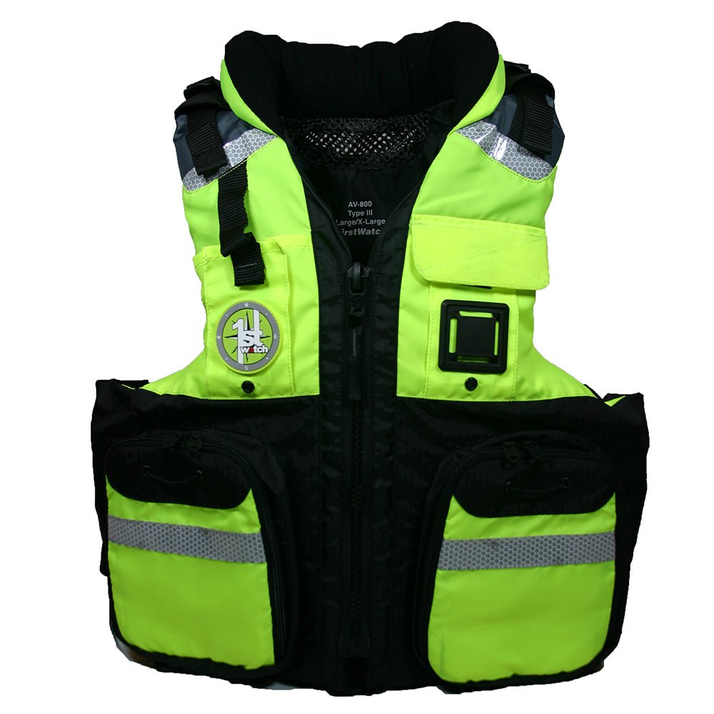 First Watch AV - 800 Four Pocket Flotation Vest - Hi - Vis Yellow - Large to XL [AV - 800 - HV - L/XL]