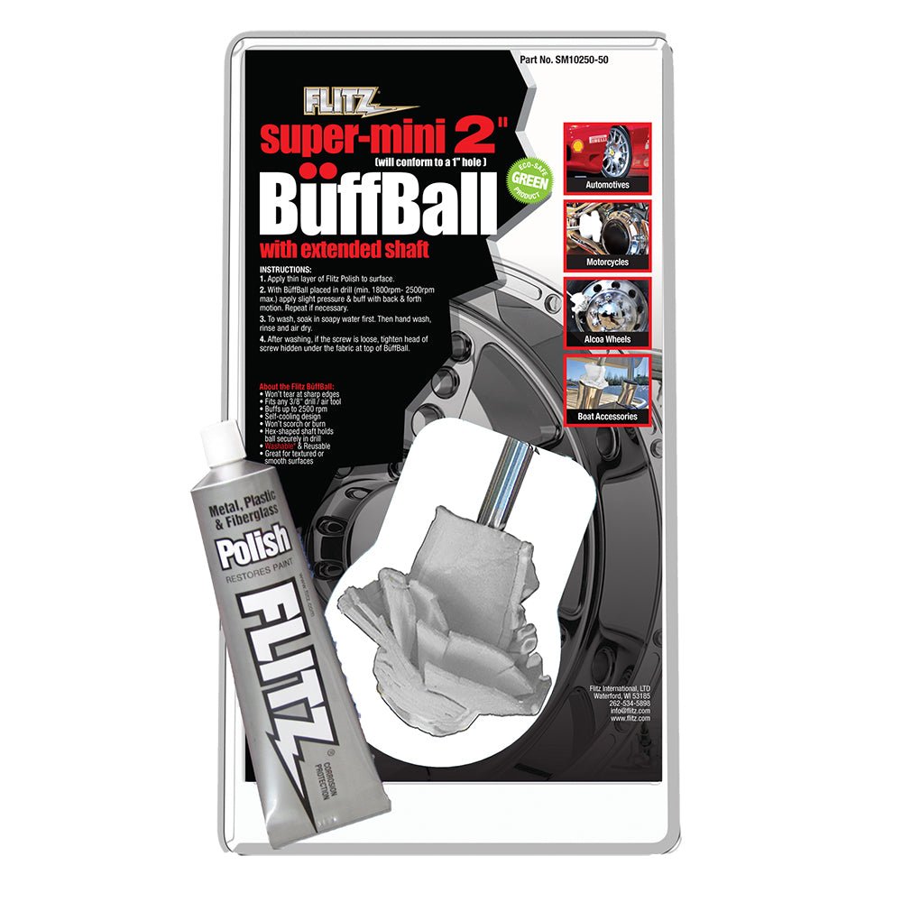 Flitz Buff Ball - Super Mini 2&quot; - White w/1.76oz Tube Flitz Polish [SM 10250 - 50]