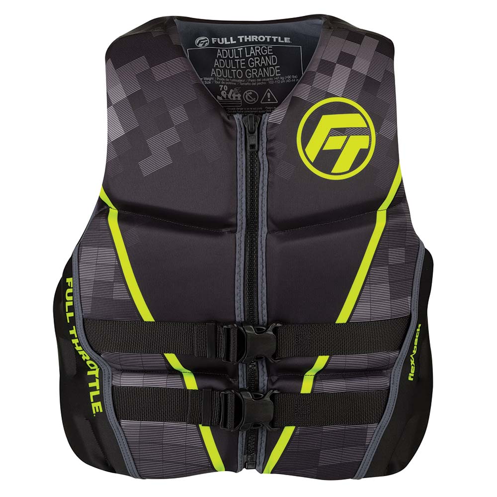 Full Throttle Mens Rapid - Dry Flex - Back Life Jacket - 2XL - Black/Green [142500 - 400 - 060 - 22]