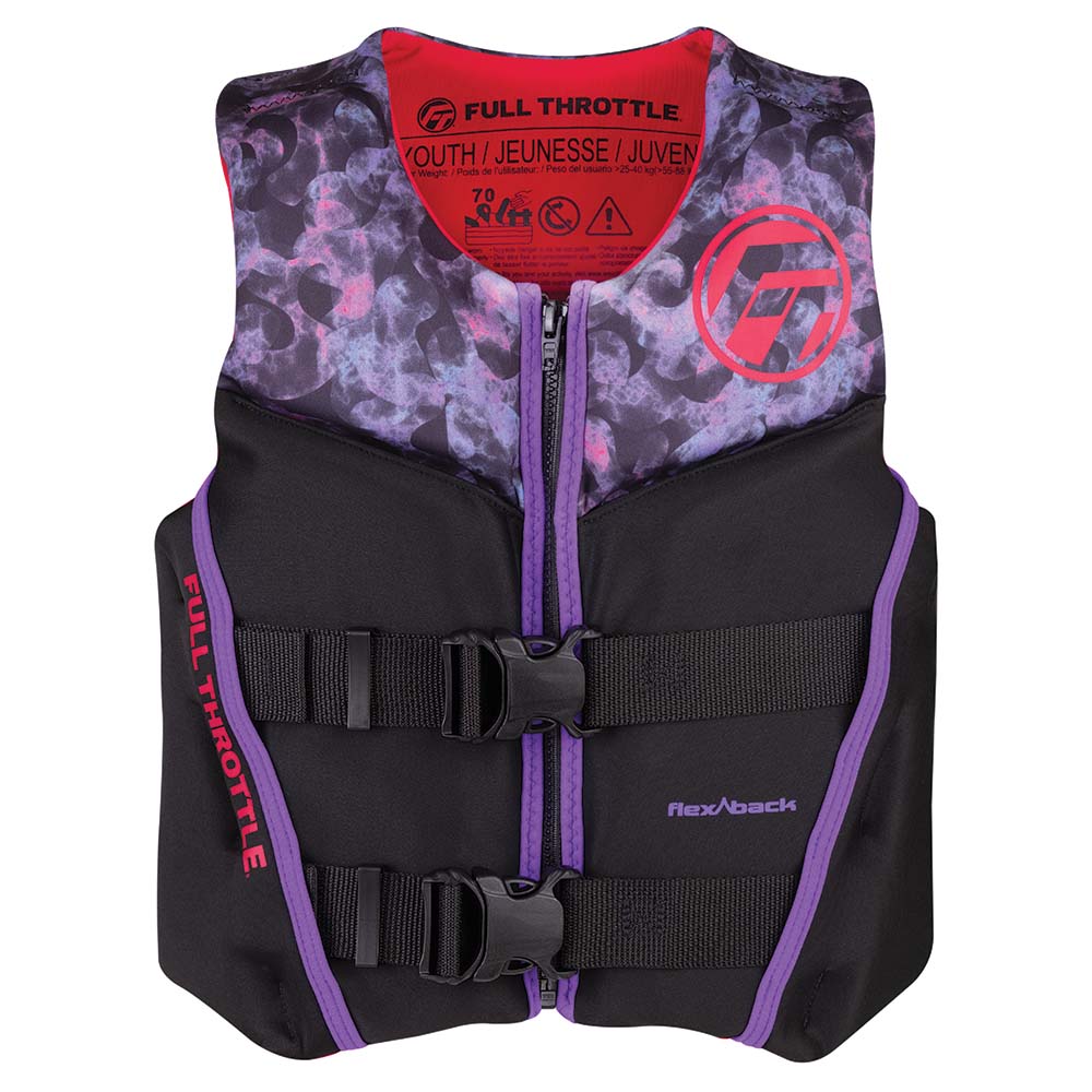 Full Throttle Youth Rapid - Dry Flex - Back Life Jacket - Pink/Black [142500 - 105 - 002 - 22]