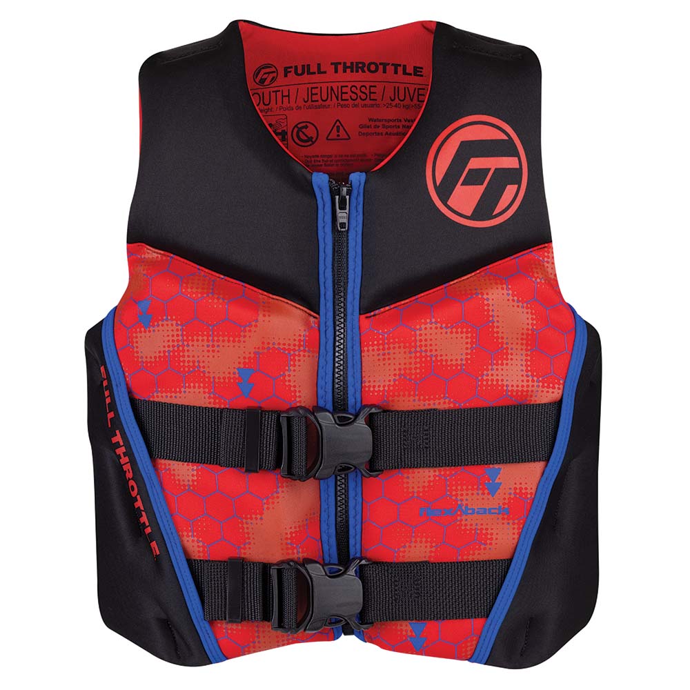 Full Throttle Youth Rapid - Dry Flex - Back Life Jacket - Red/Black [142500 - 100 - 002 - 22]