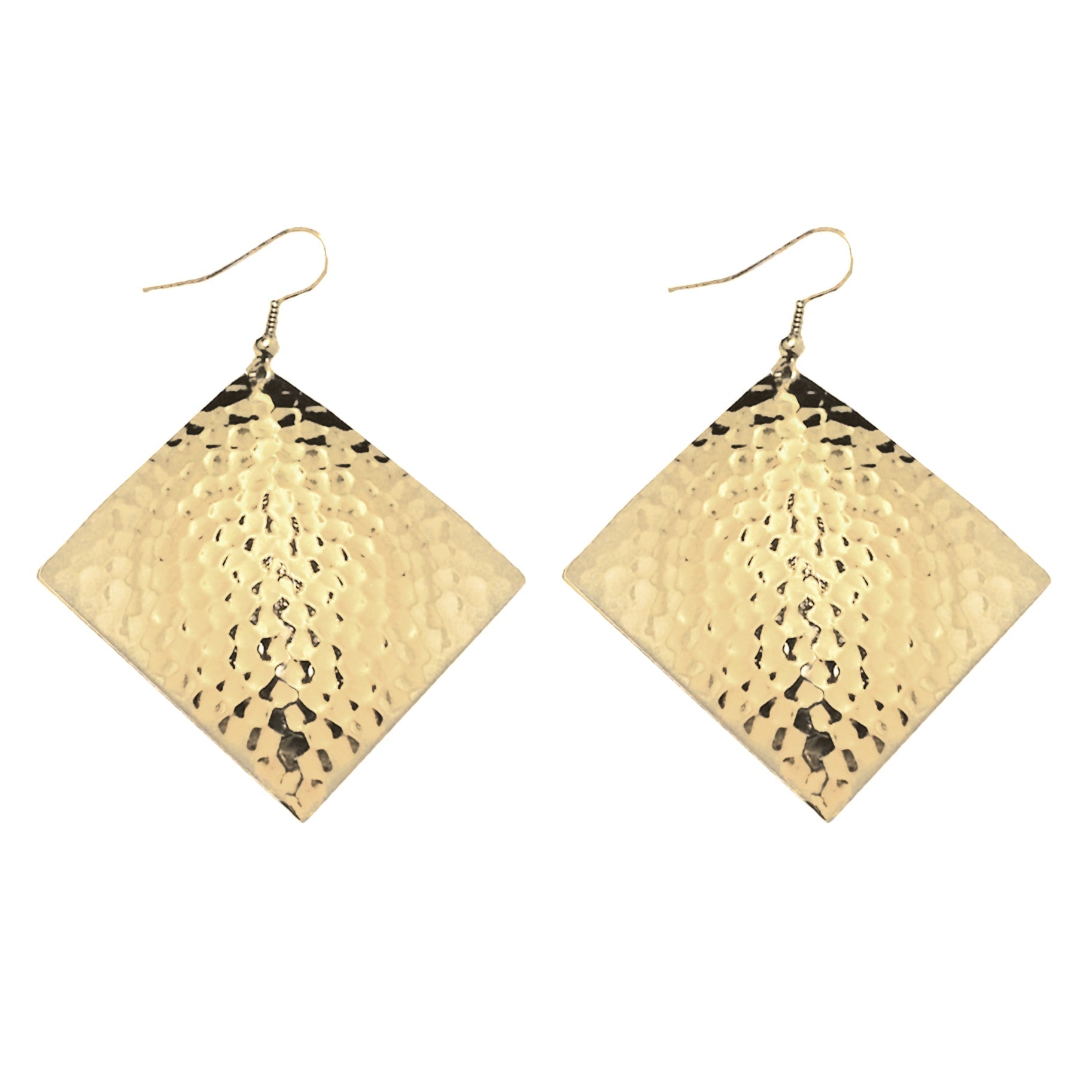 Hammered Diamond Dome Dangle Earrings | 24K Gold or Sterling Silver Plated