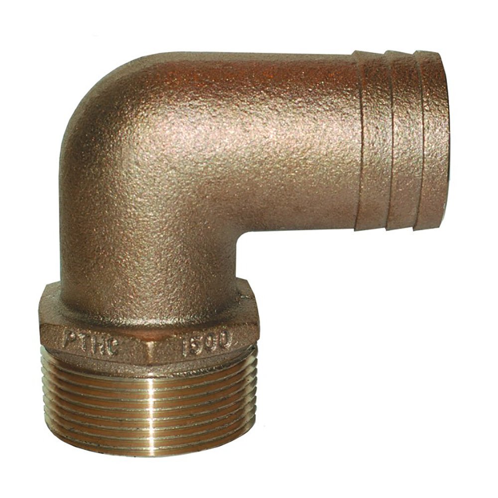 GROCO 1 - 1/2&quot; NPT x 1 - 1/2&quot; ID Bronze 90 Degree Pipe to Hose Fitting Standard Flow Elbow [PTHC - 1500]