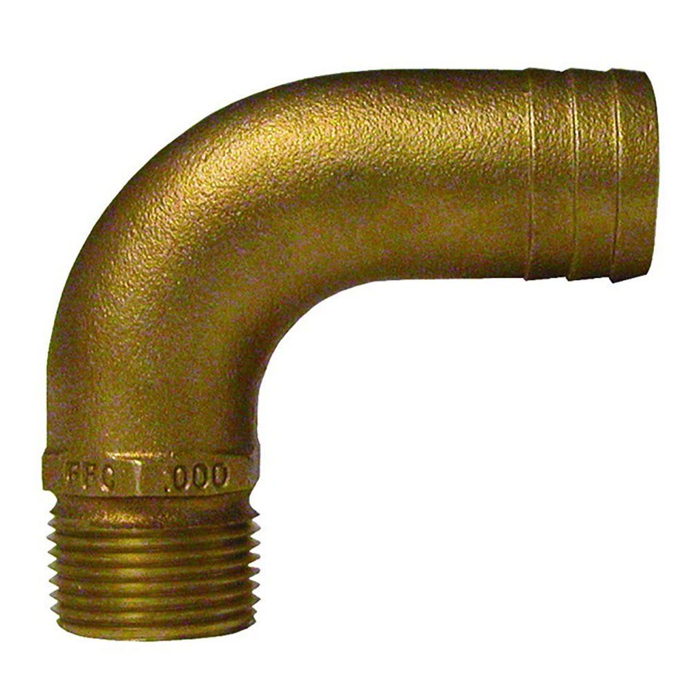 GROCO 1&quot; NPT x 1 - 1/8&quot; ID Bronze Full Flow 90 Elbow Pipe to Hose Fitting [FFC - 1125]