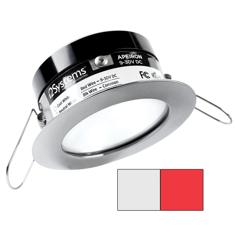 i2Systems Apeiron PRO A503 - 3W Spring Mount Light - Round - Cool White Red - Brushed Nickel Finish [A503 - 41AAG - H]