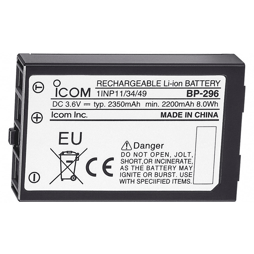 Icom BP - 296 Li - Ion Battery - 3.6V - 2350mAh f/M37 [BP296]