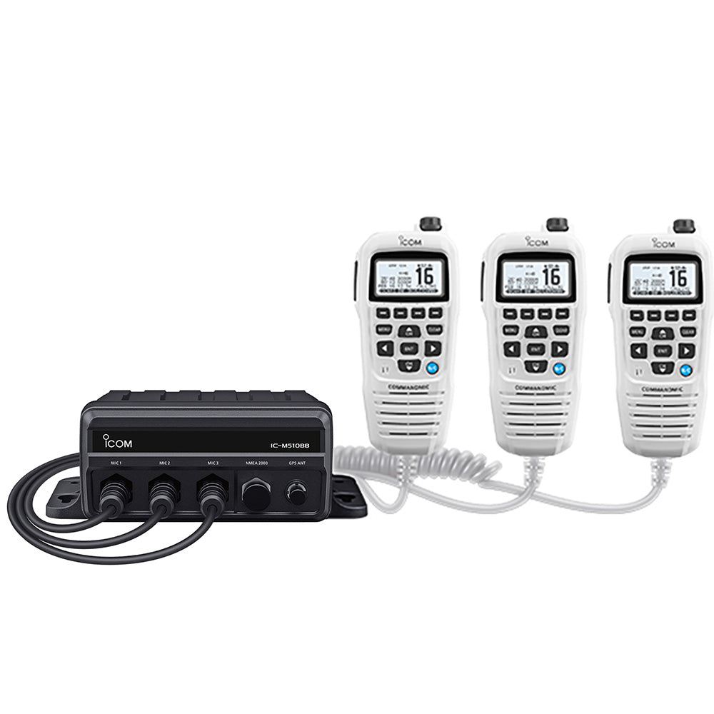 Icom M510BB GW 21 Black Box VHF w/White Command Mic 3 Command Mic Ports [M510BB GW 21]