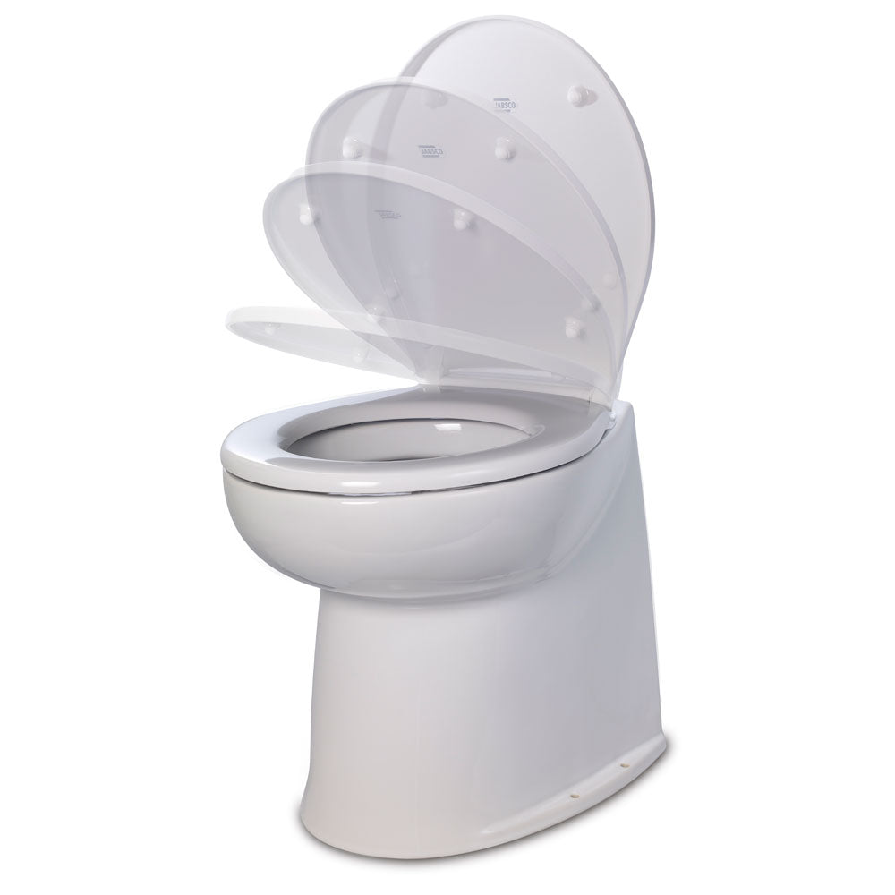 Jabsco 17" Deluxe Flush Fresh Water Electric Toilet w/Soft Close Lid - 12V [58040 - 3012]