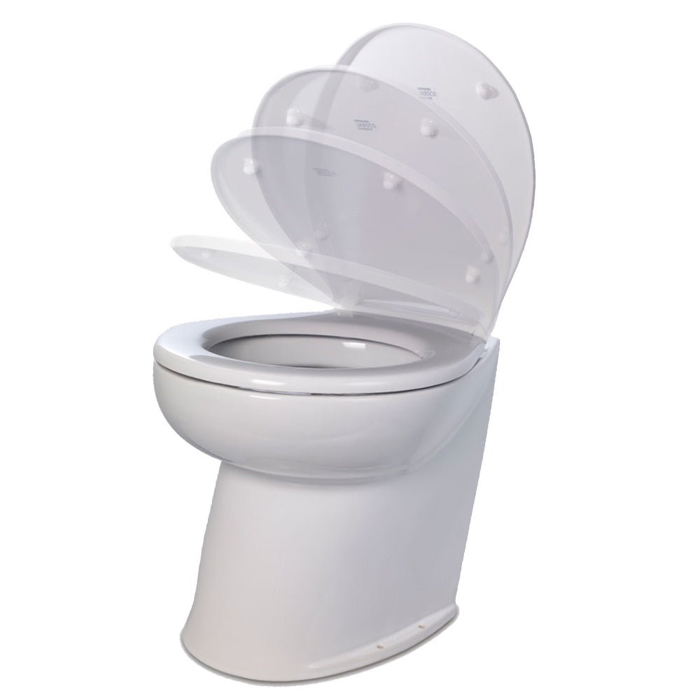 Jabsco Deluxe Flush 14&quot; Angled Back 12V Freshwater Electric Marine Toilet w/Solenoid Valve Soft Close Lid [58060 - 3012]