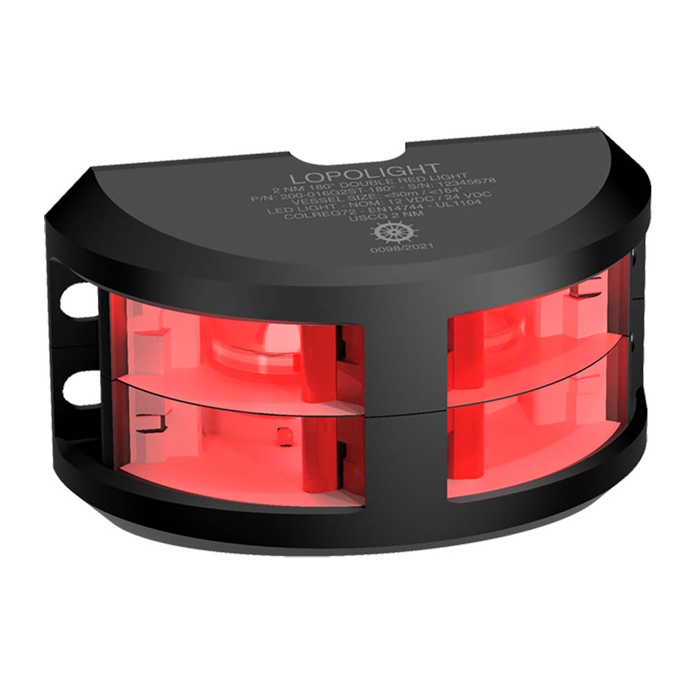 Lopolight Series 200 - 016 - Double Stacked Navigation Light - 2NM - Vertical Mount - Red - Black Housing [200 - 016G2ST - B]