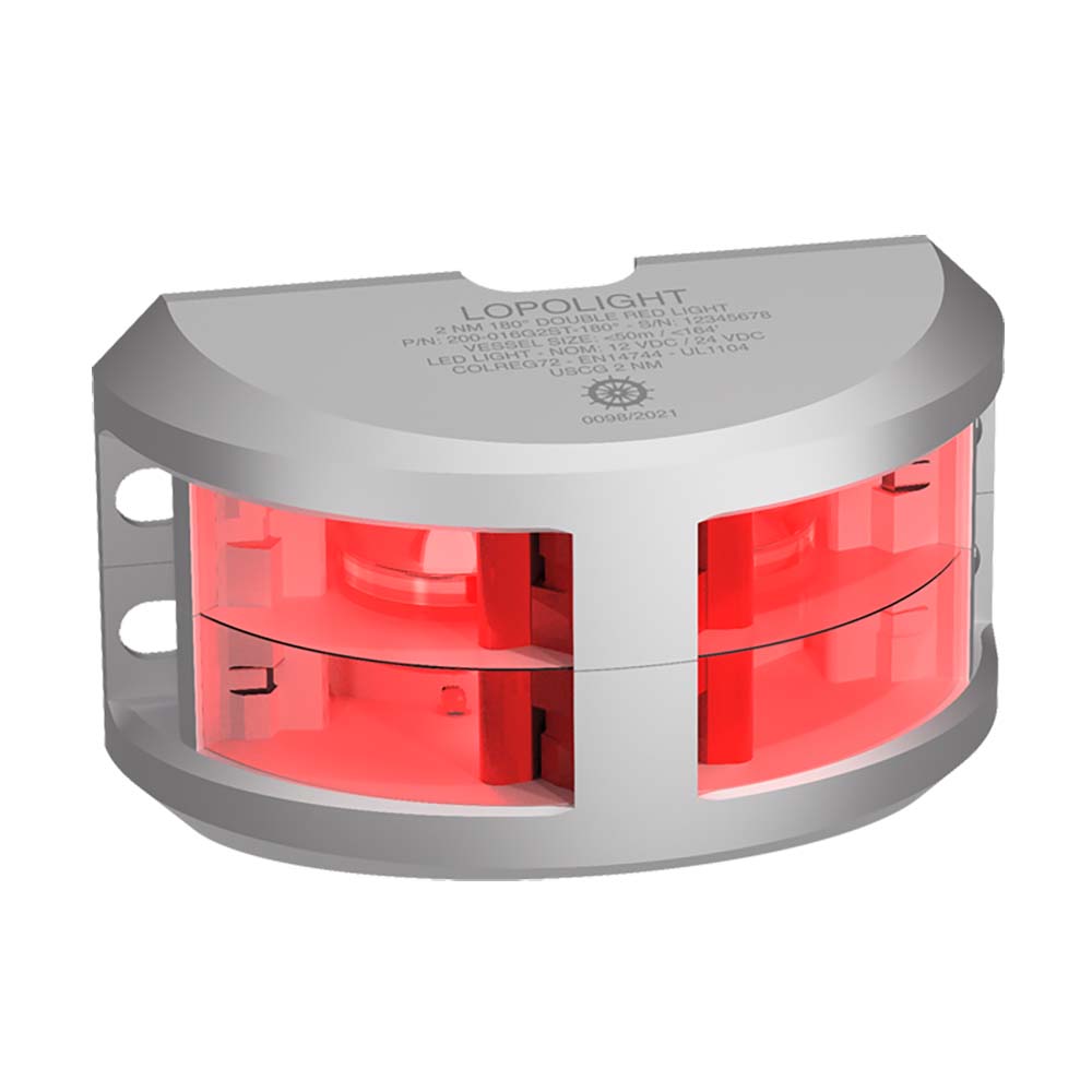 Lopolight Series 200 - 016 - Double Stacked Navigation Light - 2NM - Vertical Mount - Red - Silver Housing [200 - 016G2ST]