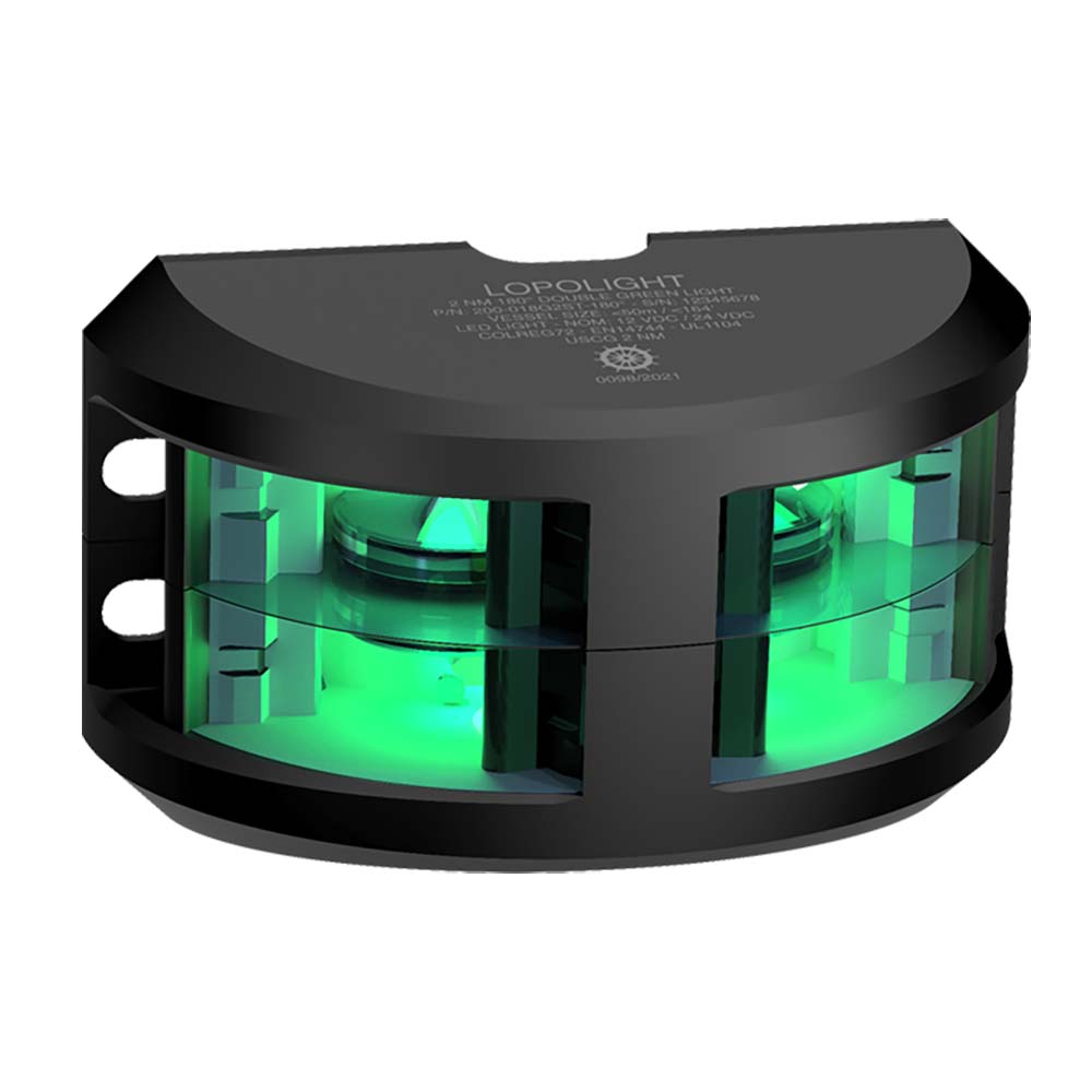 Lopolight Series 200 - 018 - Double Stacked Navigation Light - 2NM - Vertical Mount - Green - Black Housing [200 - 018G2ST - B]