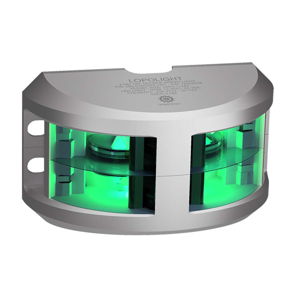 Lopolight Series 200 - 018 - Double Stacked Navigation Light - 2NM - Vertical Mount - Green - Silver Housing [200 - 018G2ST]