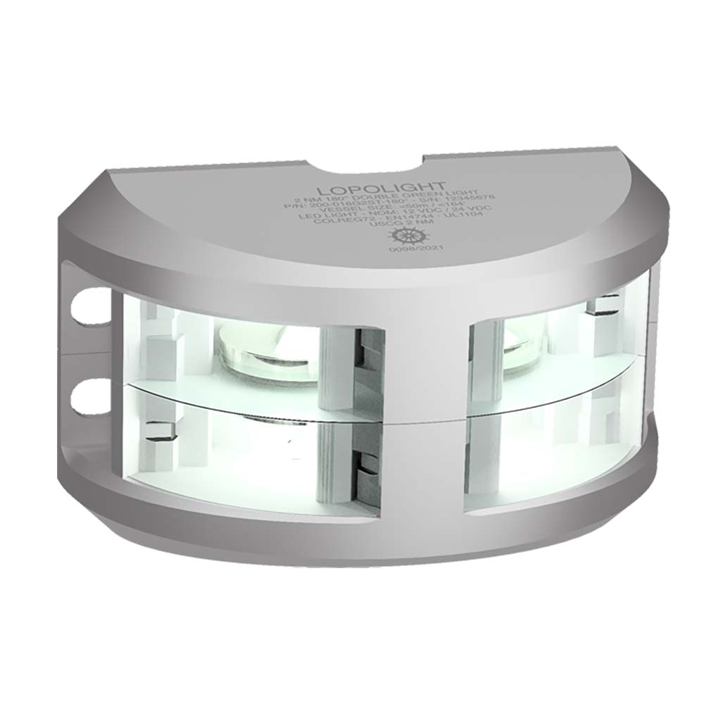 Lopolight Series 200 - 024 - Double Stacked Navigation Light - 2NM - Vertical Mount - White - Silver Housing [200 - 024G2ST]