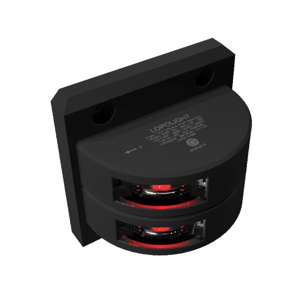 Lopolight Series 301 - 002 - Double Stacked Port Sidelight - 2NM - Vertical Mount - Red - Black Housing [301 - 002ST - B]