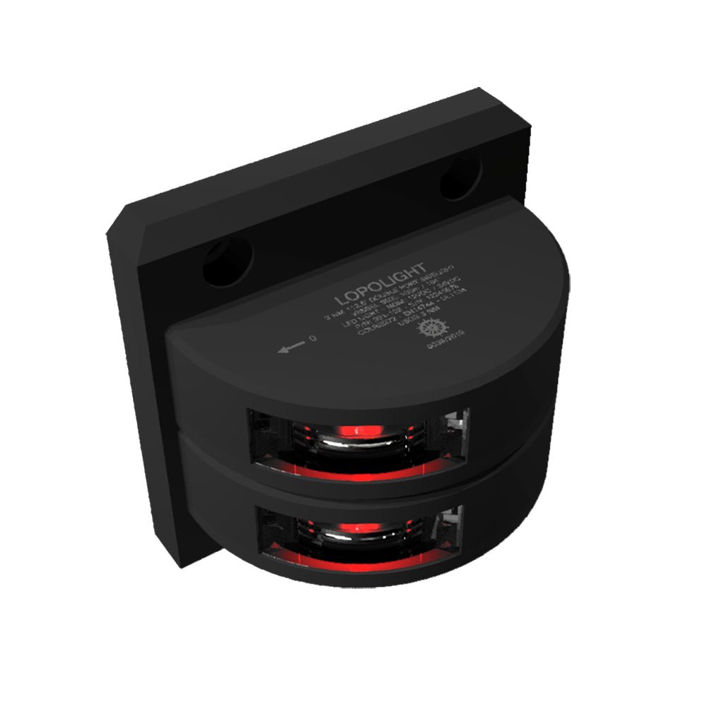 Lopolight Series 301 - 102 - Double Stacked Port Sidelight - 3NM - Vertical Mount - Red - Black Housing [301 - 102ST - B]