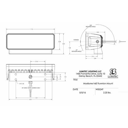 Lumitec Maxillume h60 - Trunnion Mount Flood Light - White Dimming - White Housing [101334]