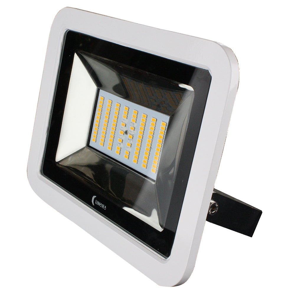 Lunasea 35W Slimline LED Floodlight, 120/240VAC Only, Cool White, 4500 Lumens, 3 Cord - White Housing [LLB - 36MN - 41 - 00]