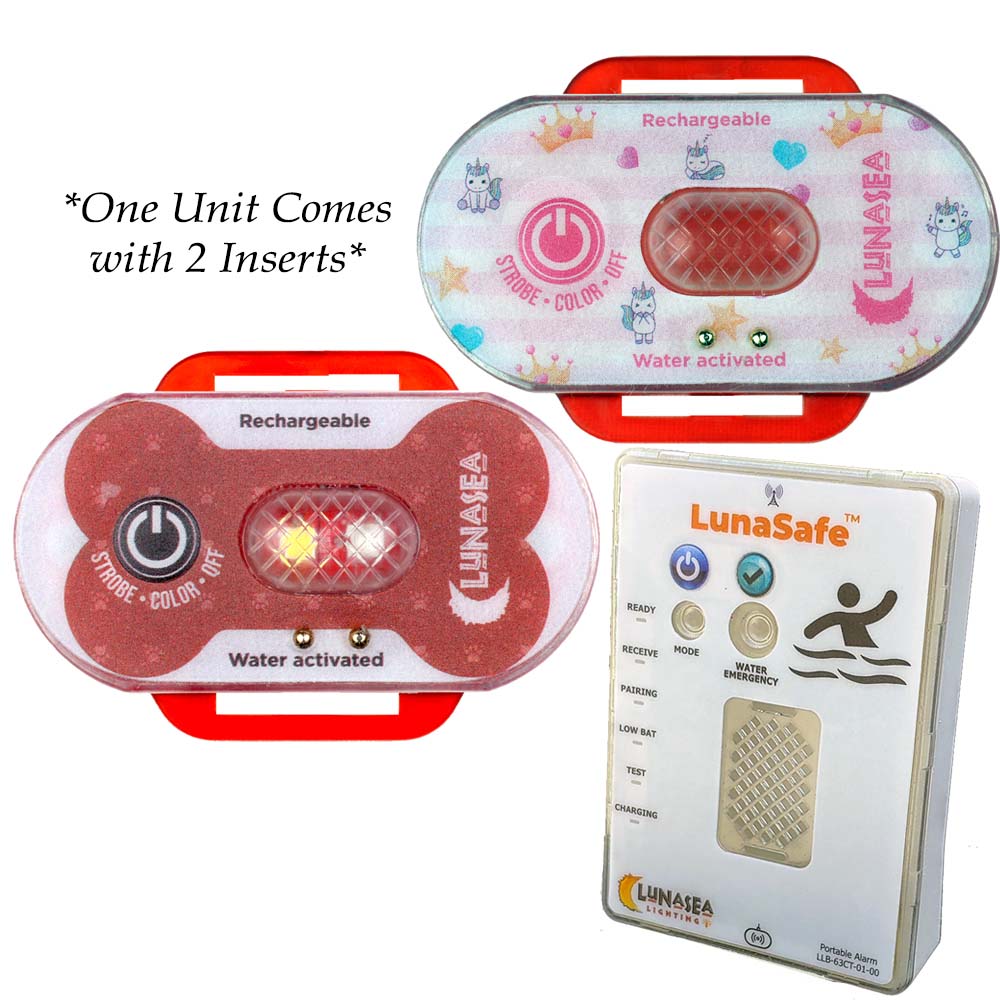 Lunasea Child/Pet Safety Water Activated Strobe Light w/RF Transmitter Portable Audio/Visual Receiver - Red Case [LLB - 63RB - E0 - K1]