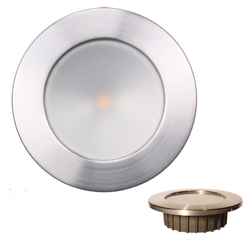 Lunasea Gen3 Warm White, RGBW Full Color 3.5 IP65 Recessed Light w/Brushed Stainless Steel Bezel - 12VDC [LLB - 46RG - 3A - BN]