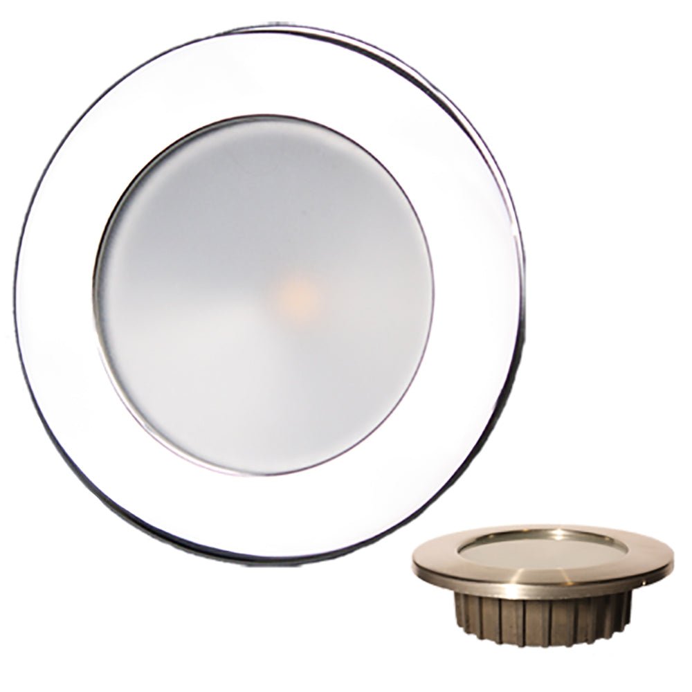 Lunasea Gen3 Warm White, RGBW Full Color 3.5 IP65 Recessed Light w/Polished Stainless Steel Bezel - 12VDC [LLB - 46RG - 3A - SS]