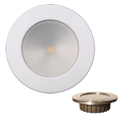 Lunasea Gen3 Warm White, RGBW Full Color 3.5 IP65 Recessed Light w/White Stainless Steel Bezel - 12VDC [LLB - 46RG - 3A - WH]