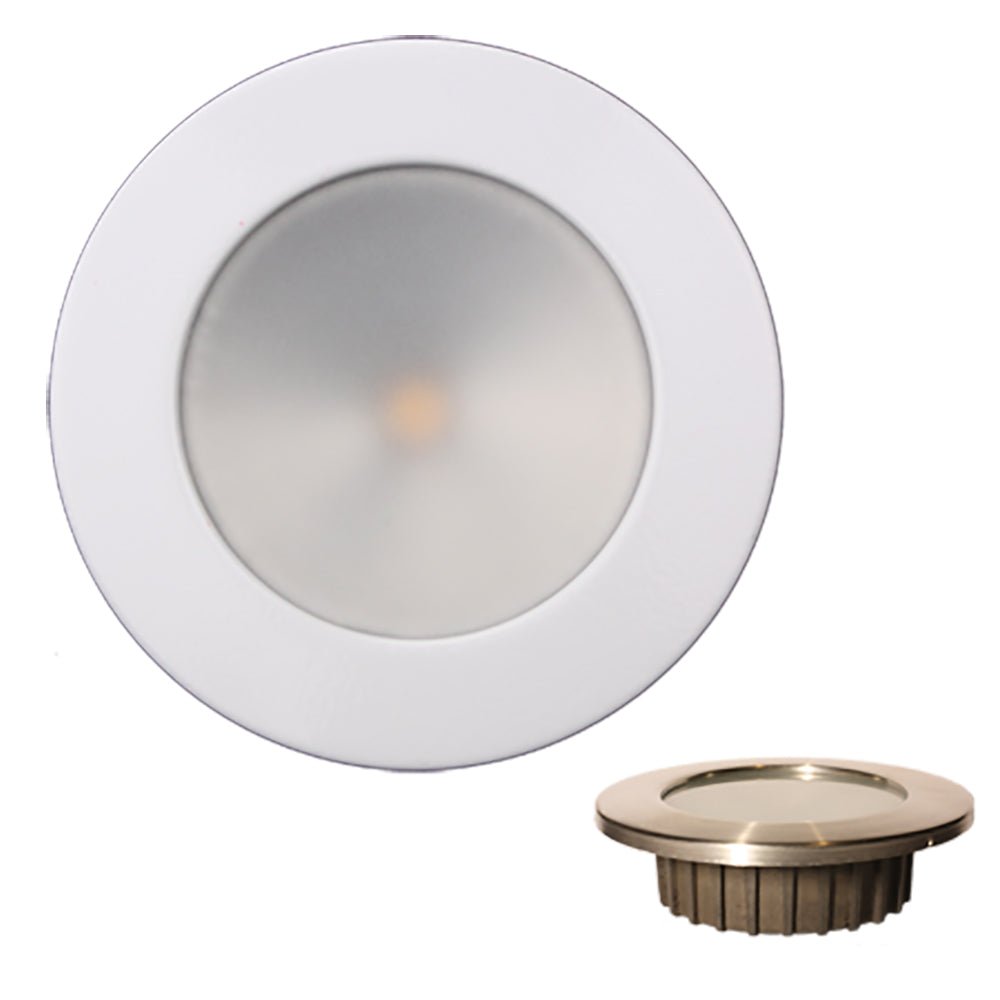 Lunasea ZERO EMI Recessed 3.5 LED Light - Warm White, Blue w/White Stainless Steel Bezel - 12VDC [LLB - 46WB - 0A - WH]