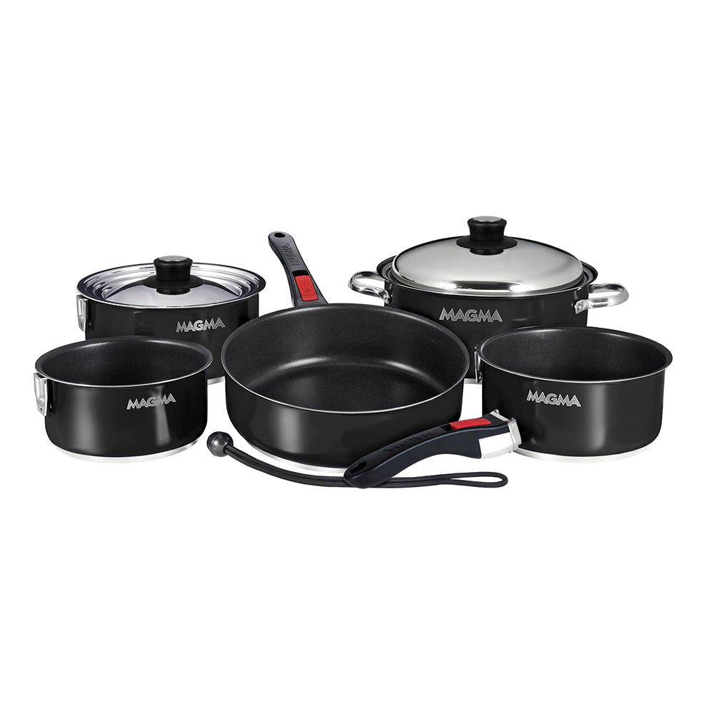 Magma Nestable 10 Piece Induction Non - Stick Enamel Finish Cookware Set - Jet Black [A10 - 366 - JB - 2 - IN]