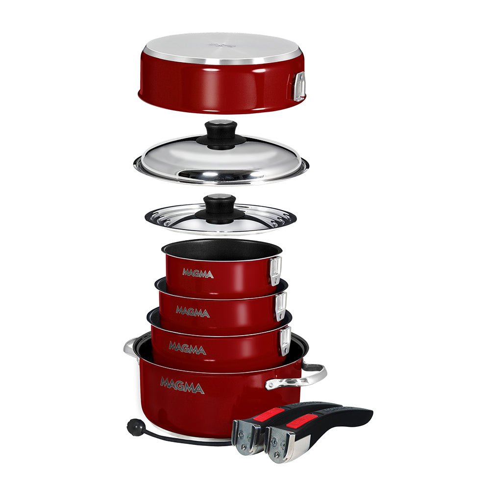 Magma Nestable 10 Piece Induction Non - Stick Enamel Finish Cookware Set - Magma Red [A10 - 366 - MR - 2 - IN]