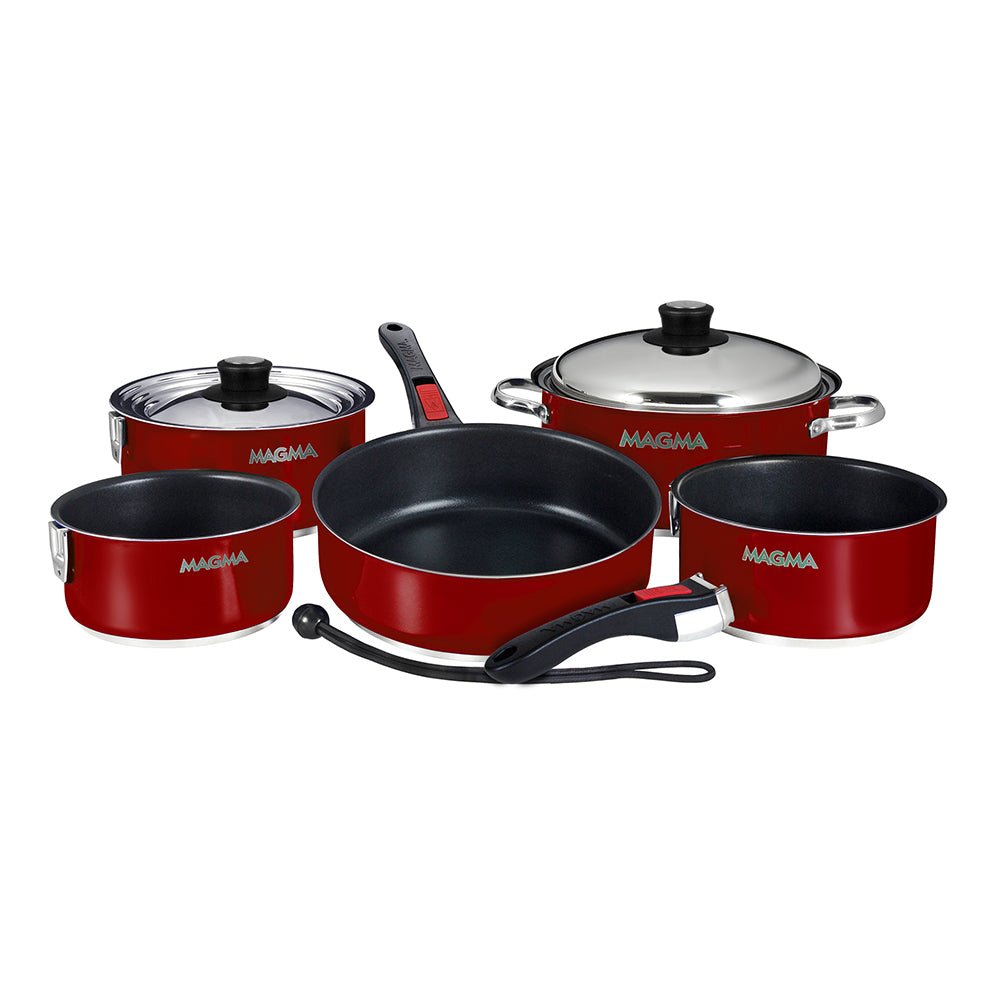 Magma Nestable 10 Piece Induction Non - Stick Enamel Finish Cookware Set - Magma Red [A10 - 366 - MR - 2 - IN]