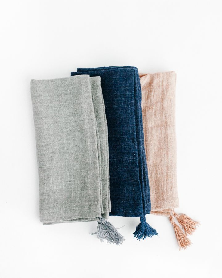 Stone Washed Linen Tasseled Napkins