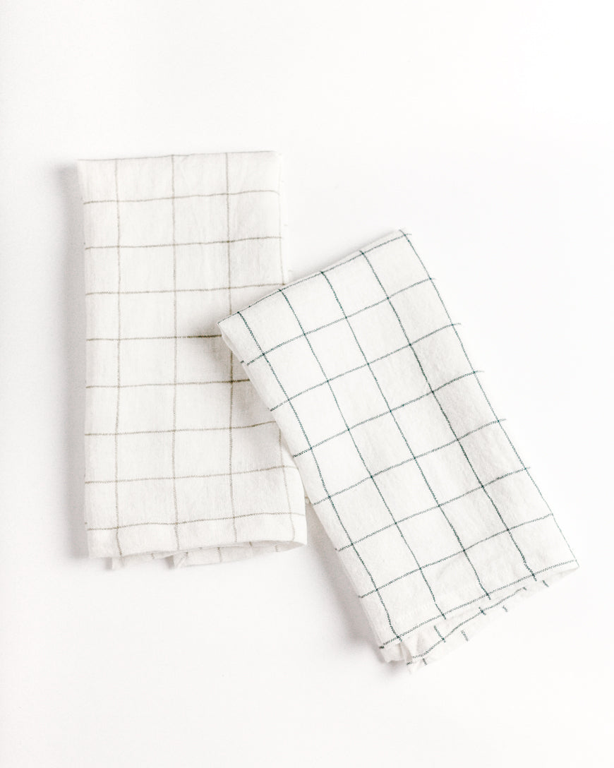 Stone Washed Linen Windowpane Napkins