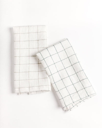 Stone Washed Linen Windowpane Napkins