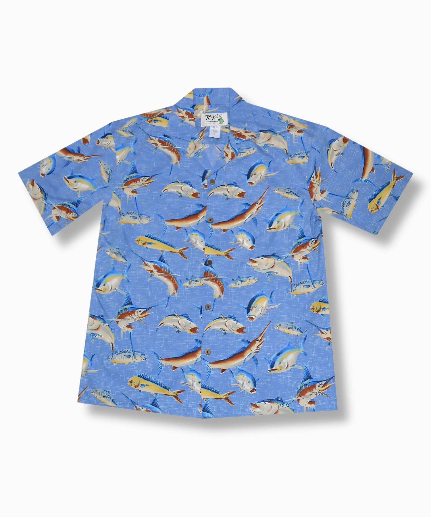 Ocean Fish Aloha Short-Sleeve Shirt with Coconut Buttons