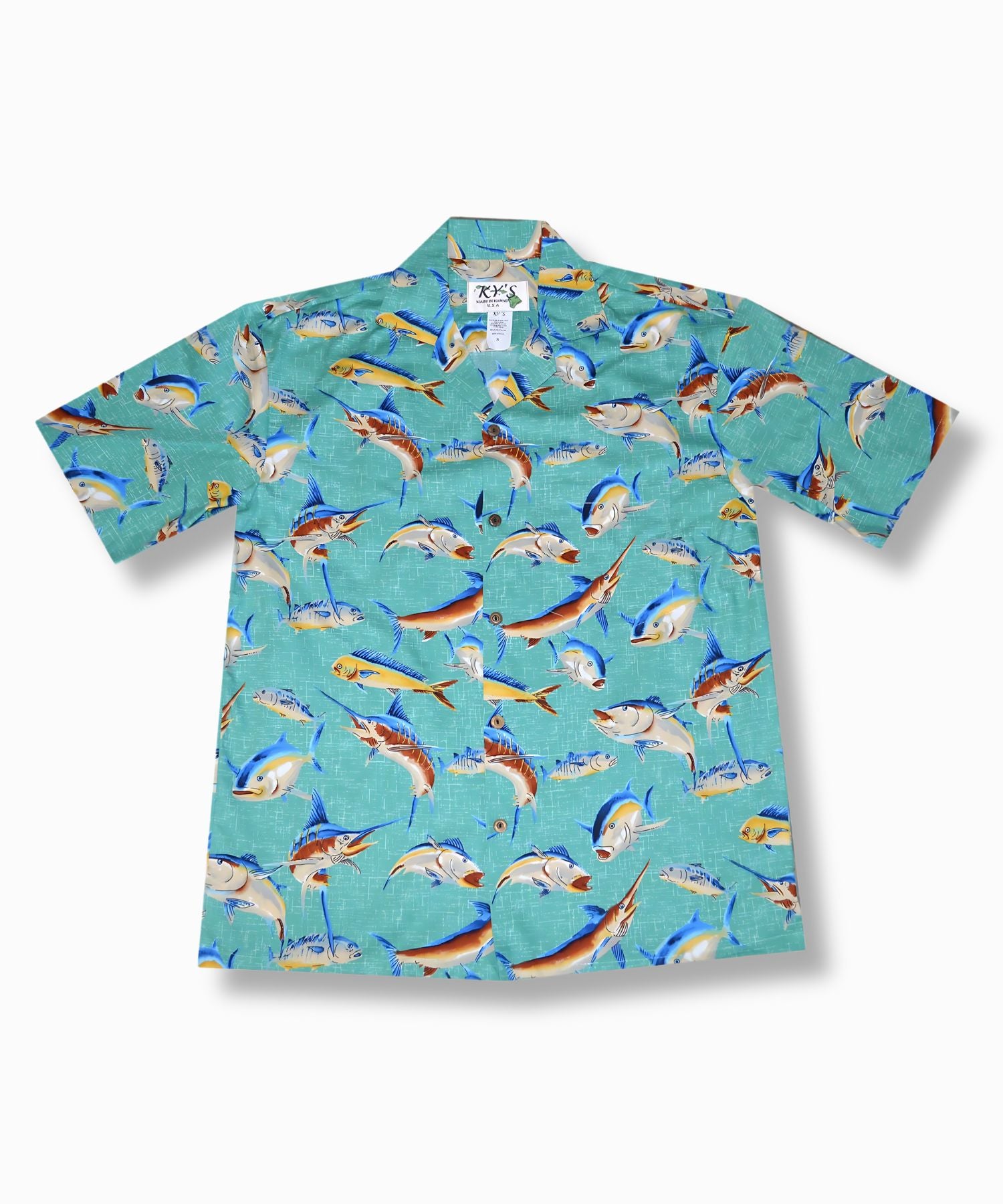 Ocean Fish Aloha Short-Sleeve Shirt with Coconut Buttons