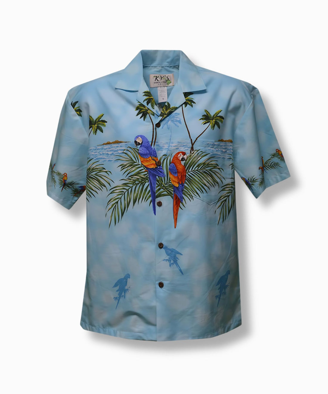 Parrot Island Aloha Short-Sleeve Shirt with Coconut Buttons