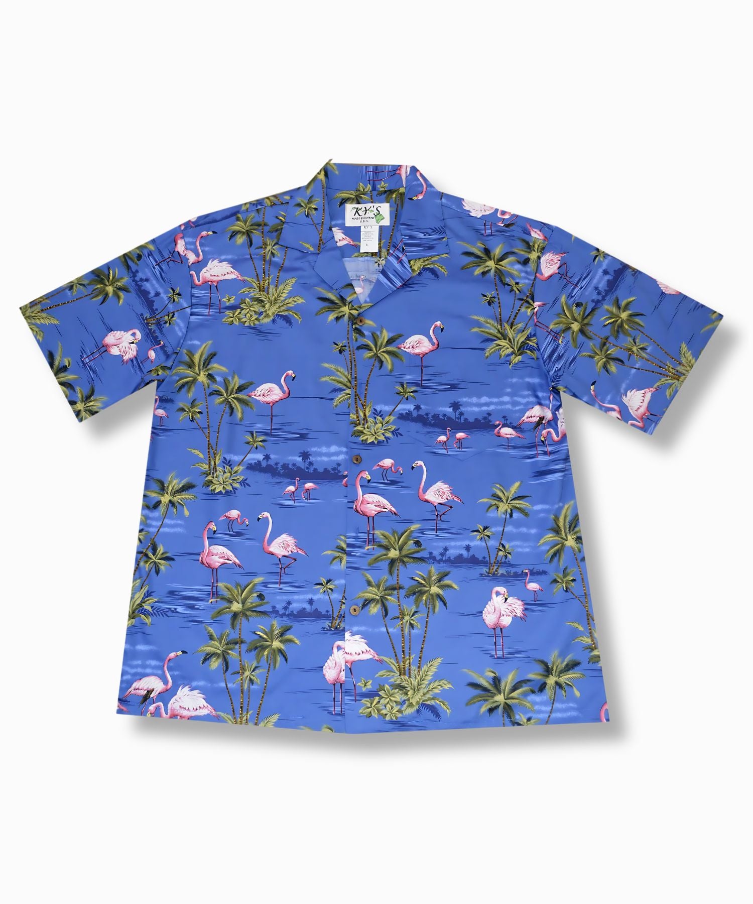 Pink Flamingo Island Aloha Short-Sleeve Shirt with Coconut Buttons