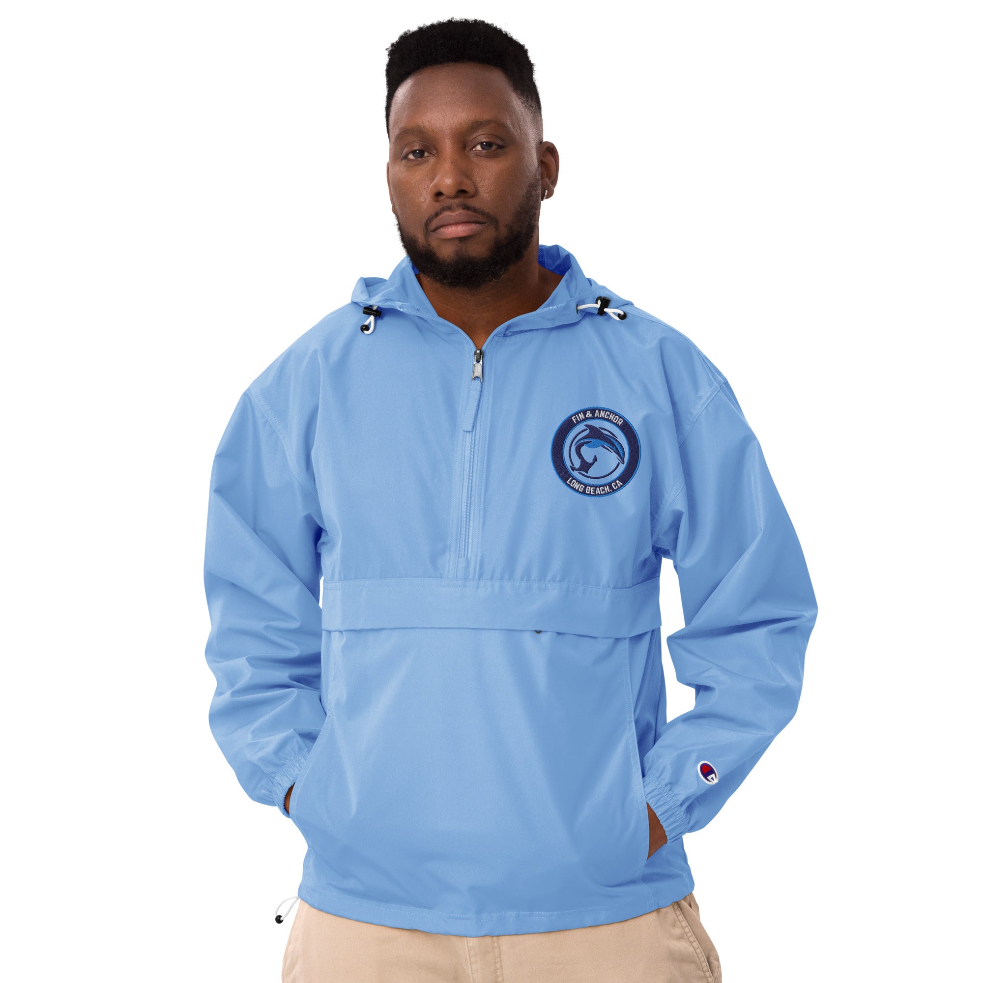 Seafarer Half-Zip Packable Pullover Jacket - Sky Blue