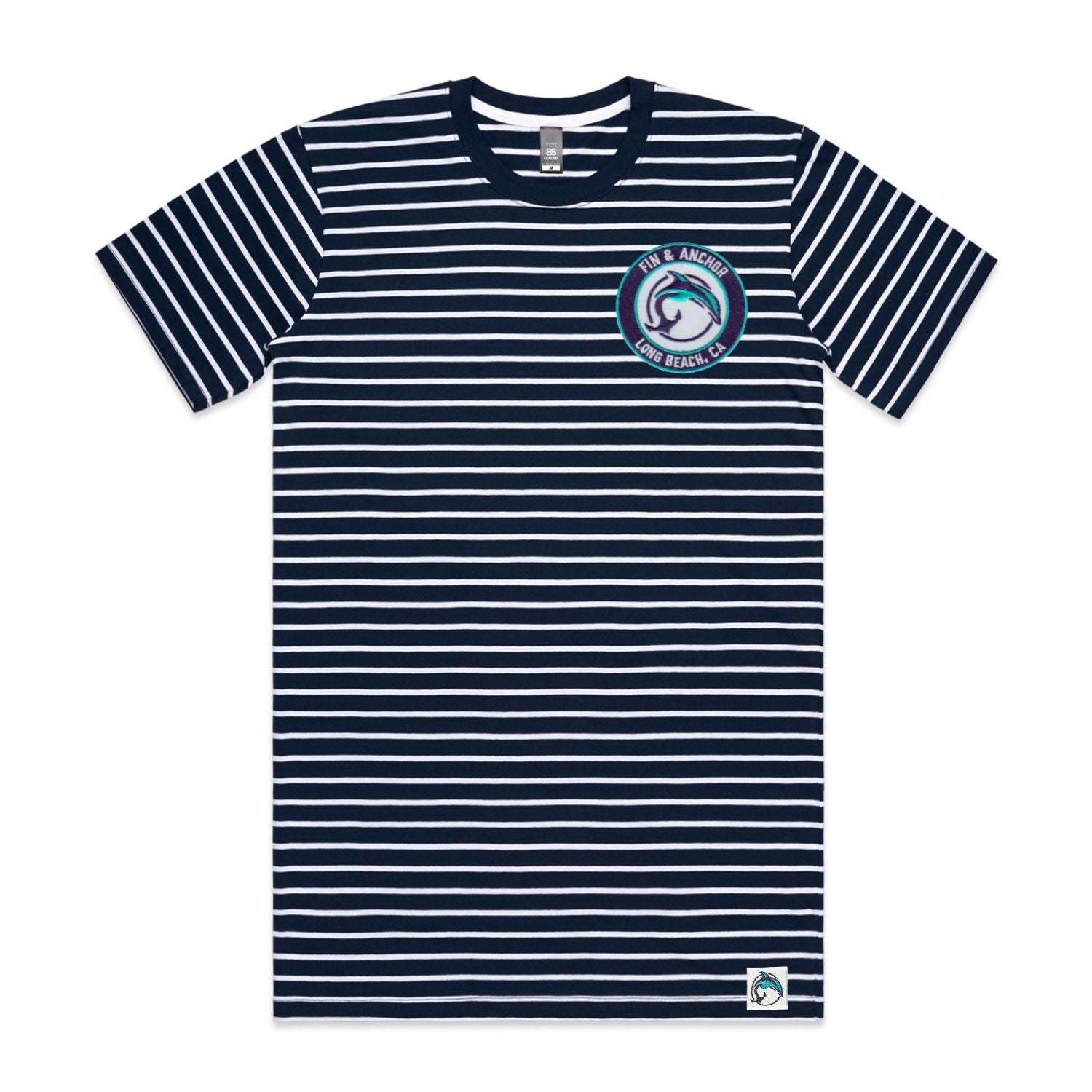 Fin & Anchor Striped Short Sleeve Tee with Long Beach Patch