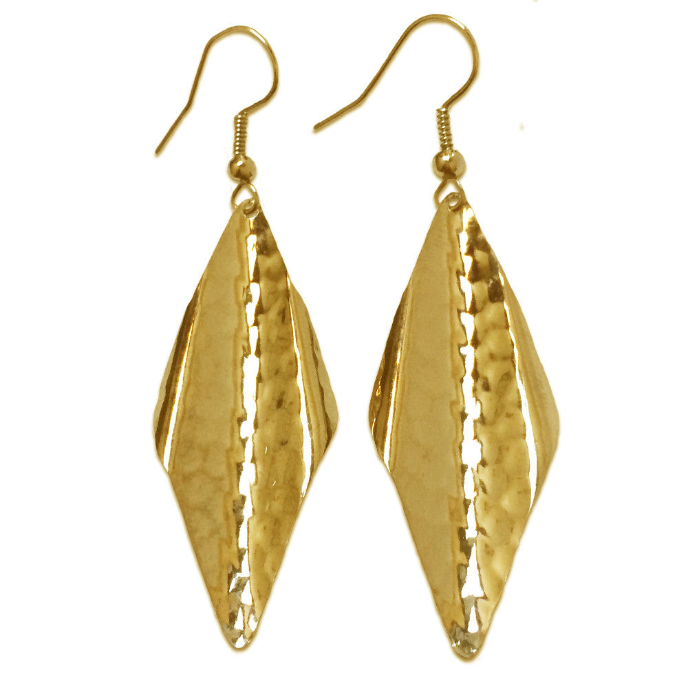Hammered Wavy Dangle Earrings | 24K Gold or Sterling Silver Plated