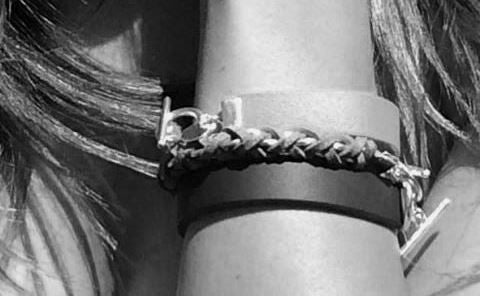 Distressed Gray Leather Color Band Bracelet