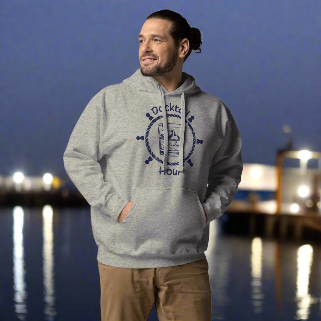 Anchor Down for Docktail Hour Unisex Hoodie | Heather Grey